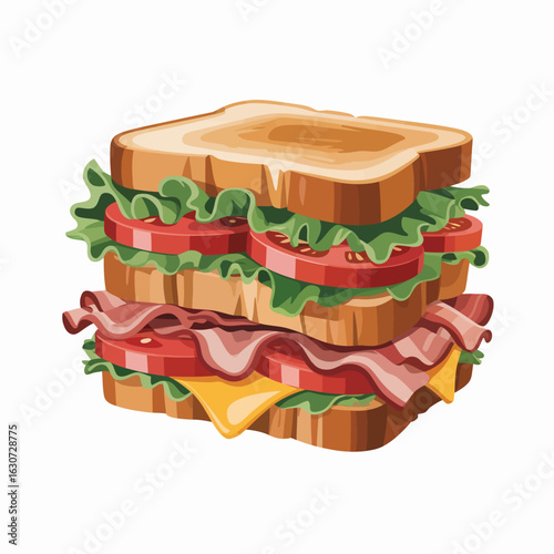 Delicious triple decker club sandwich with bacon lettuce and tomato