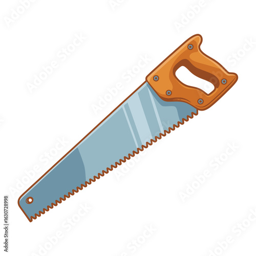 Classic hand saw with wooden handle for woodworking and diy projects