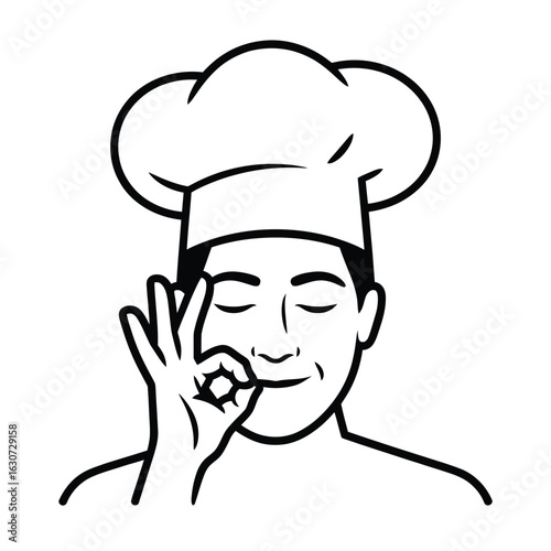 Chef making delicious food gesture with eyes closed