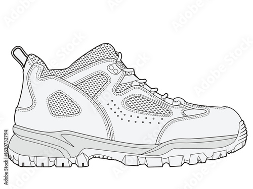 Work sneaker side view vector illustration