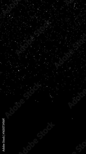 Vertical Snowfall On Black Background With Realistic Falling Snow