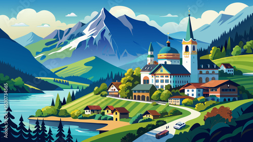 Schafberg rises boldly above sparkling lakes. Jagged cliffs overlook Sankt Wolfgang’s rooftops. Summer grasses sway beside rocky trails. Panoramic views stretch endlessly beneath soft clouds and brill