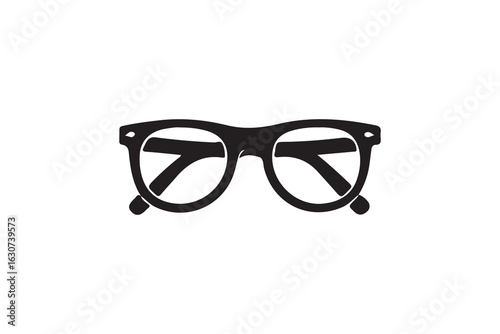 Stylish black silhouette of round eyeglasses.Simple, elegant black and white silhouette of round eyeglasses.