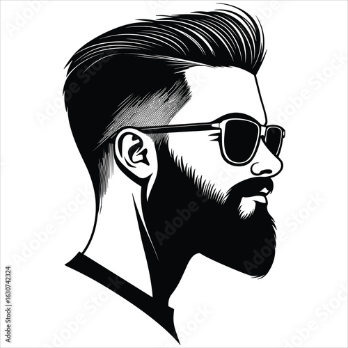 Stylish man with beard and sunglasses in profile