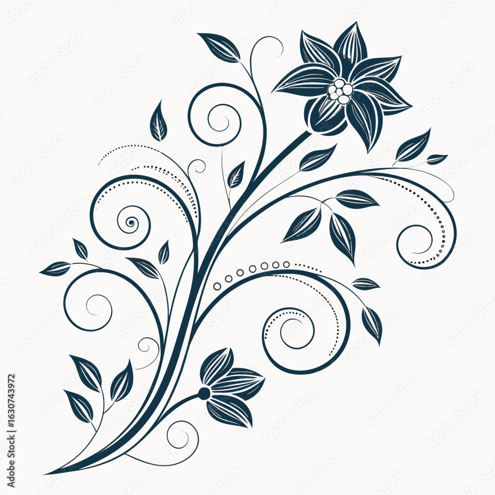 Obraz premium Abstract floral vector background with decorative leaves and ornate flower design elements