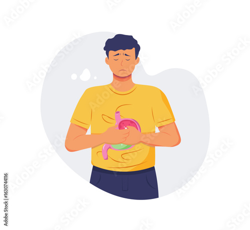 vector style illustration of a sickness - Gastrointestinal Disturbance.