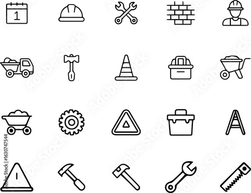 20 Labor and work icon isolated on transparent background