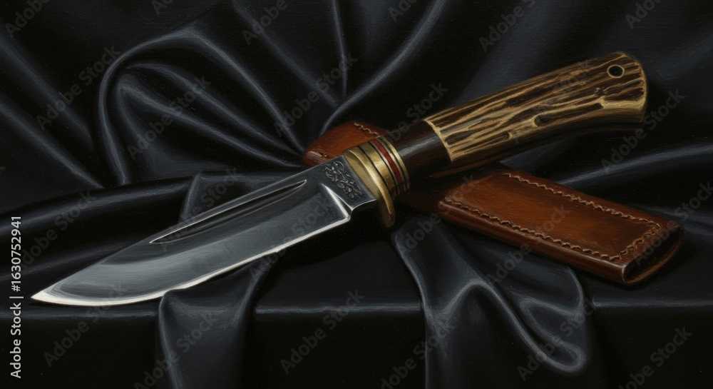 Naklejka premium Knife on dark fabric (1)