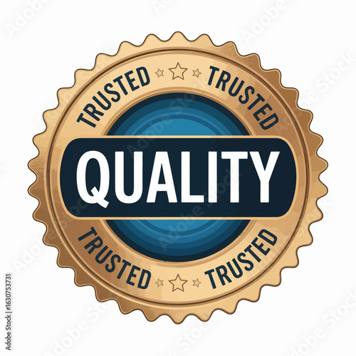Gold seal of trusted quality with blue accent