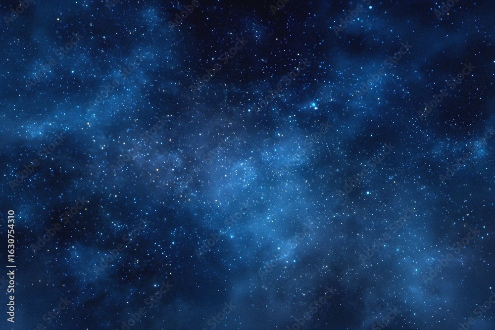 Obraz premium Starry sky background, blue night sky full of stars, glowing stars in the dark space, starry background, dark night, stars in the distance, starlight, dark background with a blue glow, night sky. 