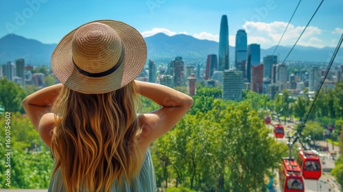 Enjoying a Panoramic View of Santiago City From a Cable Car During a Sunny Day