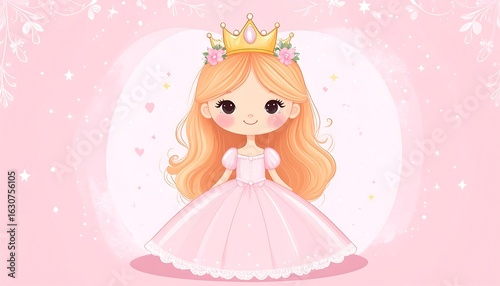 Cute princess in a pink dress