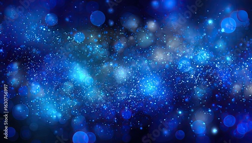 Abstract swirling cosmic dust. Blue bokeh