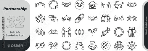 Vector art of collection of partnership and teamwork icons isolated on white background transparent background