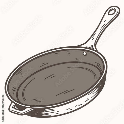 Cast iron tawa flat griddle kitchen utensil illustration