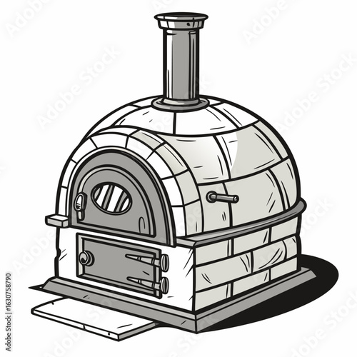 Clay or metal tandoor oven illustration on white background