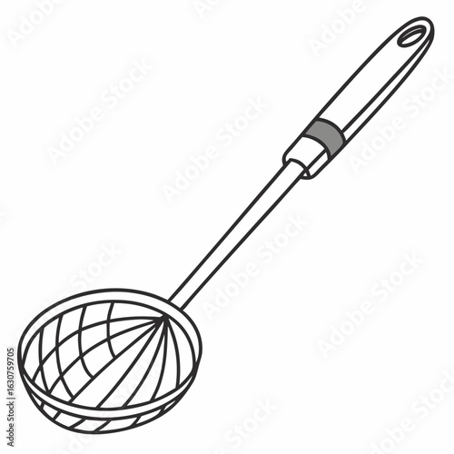 Illustration of a long handled skimmer spoon on a white background