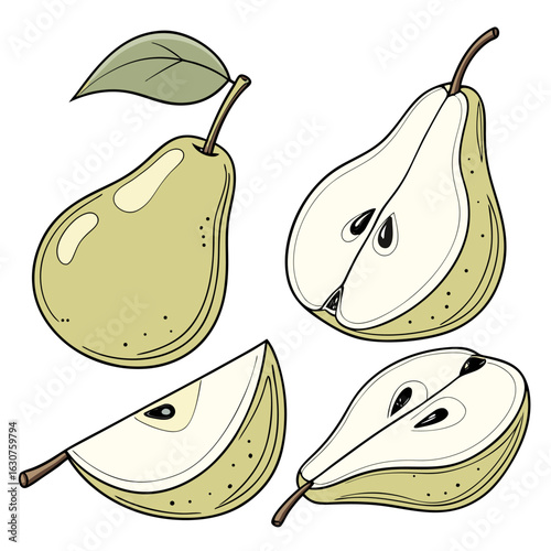 Fresh ripe pears isolated on a clean white background