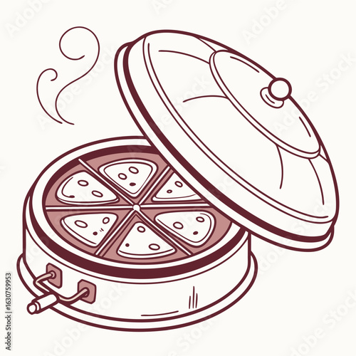 Round roti warmer dabba design in white background