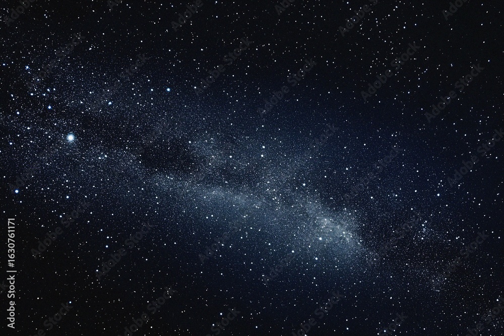 Naklejka premium Starry sky background, night sky full of stars, glowing stars in the dark space, starry background, dark night, stars in the distance, starlight, dark background with a glow, night sky. 