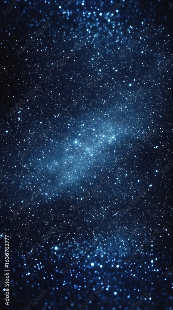 Obraz premium Starry sky background, blue night sky full of stars, glowing stars in the dark space, starry background, dark night, stars in the distance, starlight, dark background with a blue glow, night sky. 