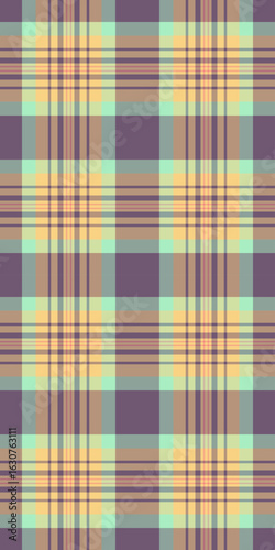 Scenery plaid vector fabric, flooring tartan seamless texture. Grand check background pattern textile in orange and pastel colors.