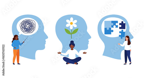 Mental health and mindfulness concept illustration