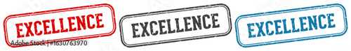 excellence stamp. excellence rectangular stamp set isolated on white background