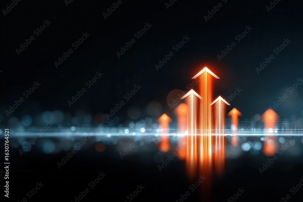 Fototapeta premium Driving Business Growth Through Digital Transformation With Glowing Arrows