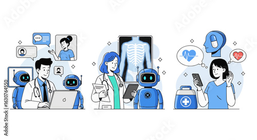 AI healthcare technology and telemedicine concept illustration