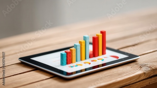Effective Cash Flow Management Illustrated Through Colorful Bar Graphs on a Tablet