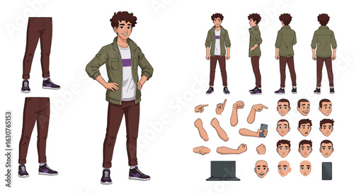 Young Man Character Vector Creator Kit