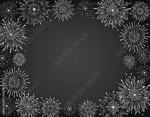 Fireworks frame on dark background