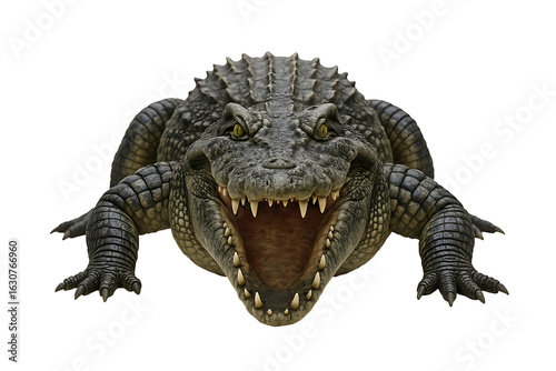 Crocodile with open mouth isolated on transparent background