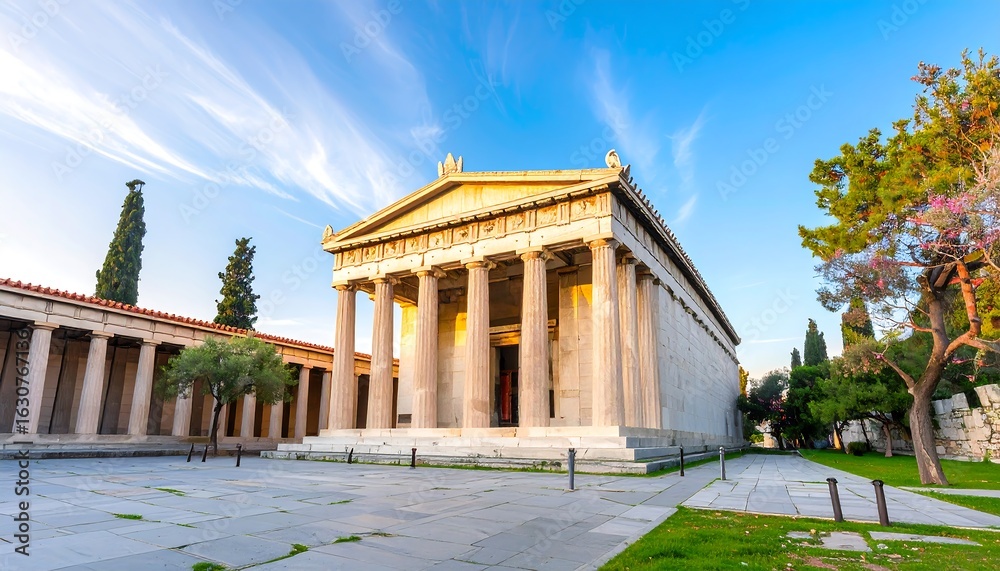 Obraz premium Ancient Greek temple complex at dawn