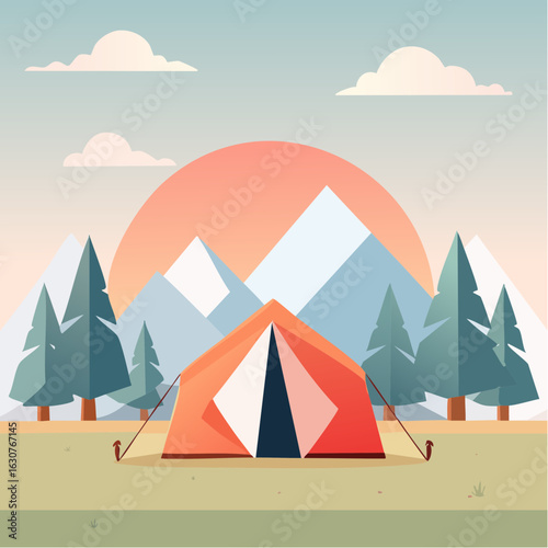 Tente de camping en pleine nature, bivouac, déconnexion, vacances ,camping sauvage