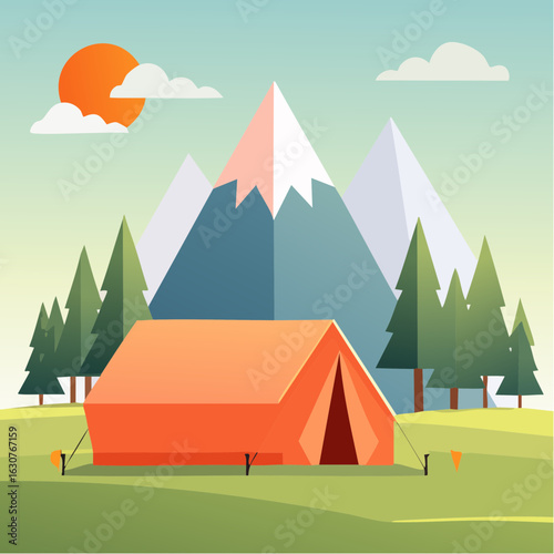 Tente de camping en pleine nature, bivouac, déconnexion, vacances ,camping sauvage