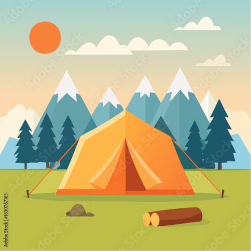 Tente de camping en pleine nature, bivouac, déconnexion, vacances ,camping sauvage