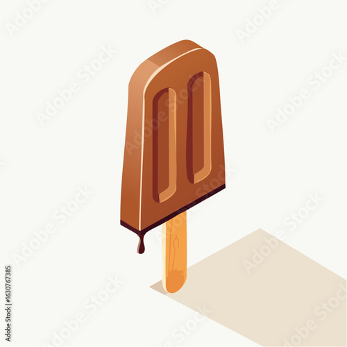 Glace en bâtonnet au chocolat sur fond blanc