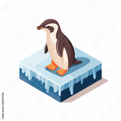Un pingouin mignon sur un bout de banquise,  3D 