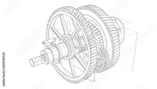 Engineering Drawing of a Gear Train