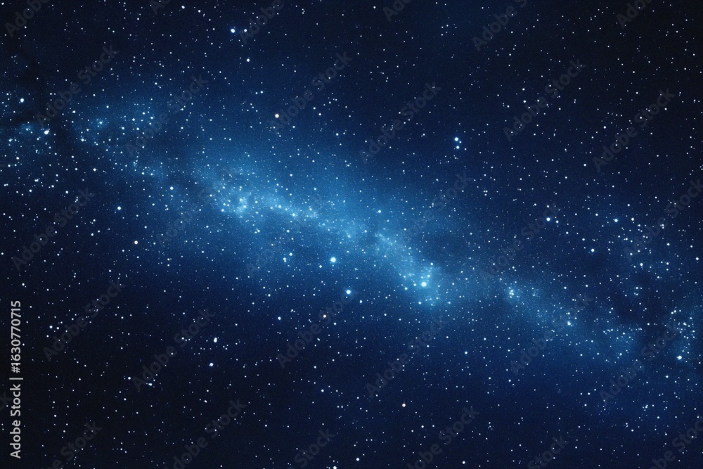 Obraz premium Starry sky background, blue night sky full of stars, glowing stars in the dark space, starry background, dark night, stars in the distance, starlight, dark background with a blue glow, night sky. 