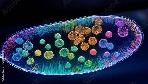 colorful visualization of flow cytometry cells on black background