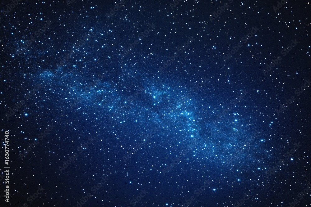 Obraz premium Starry sky background, blue night sky full of stars, glowing stars in the dark space, starry background, dark night, stars in the distance, starlight, dark background with a blue glow, night sky. 