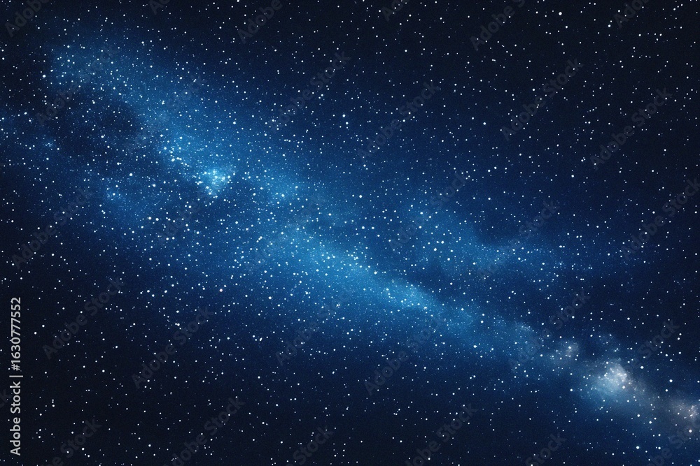 Obraz premium Starry sky background, blue night sky full of stars, glowing stars in the dark space, starry background, dark night, stars in the distance, starlight, dark background with a blue glow, night sky. 