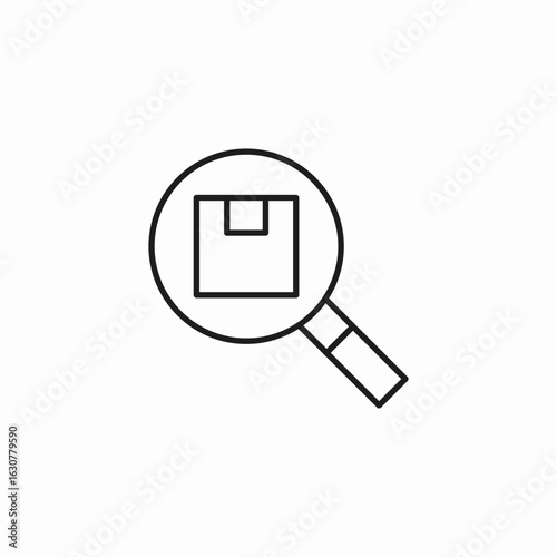 magnifying glass package icon sign vector