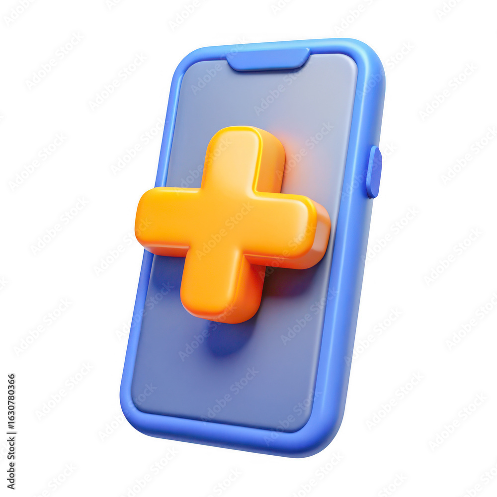 Obraz premium 3d render of smartphone with medical cross icon isolated on transparent background