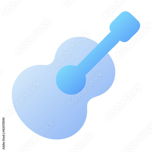 Abstract blue guitar illustration with smooth curves and gradient  