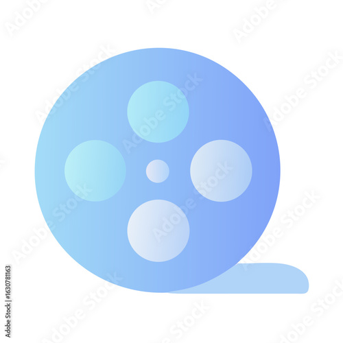 Film reel icon in minimalist blue style on white background  