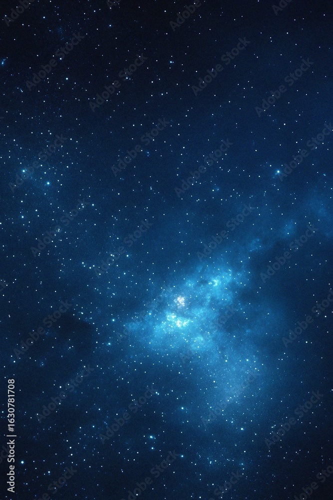 Obraz premium Starry sky background, blue night sky full of stars, glowing stars in the dark space, starry background, dark night, stars in the distance, starlight, dark background with a blue glow, night sky. 